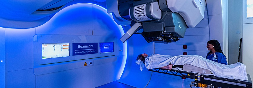 Patient undergoing Proton Therapy treatment at Beaumont