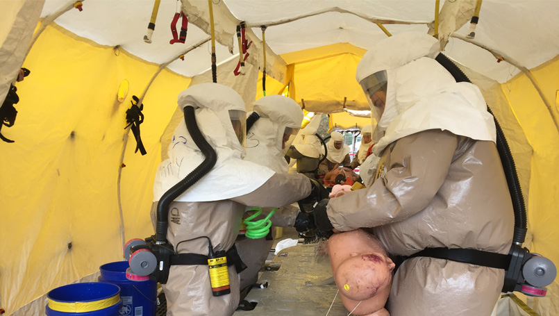 Class participants participate in FEMA training.