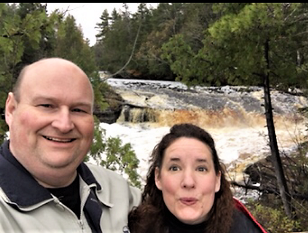 Gary and Heidi Wenzel at waterfalls