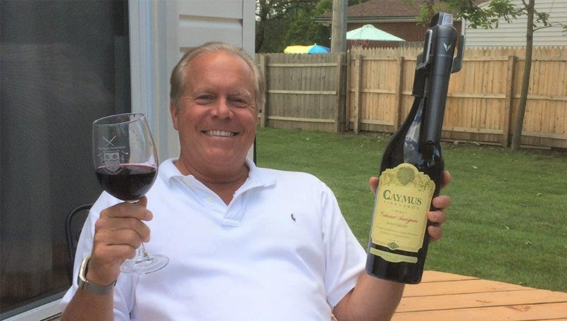 Gary Corbin enjoying a glass of Cabernet Sauvignon