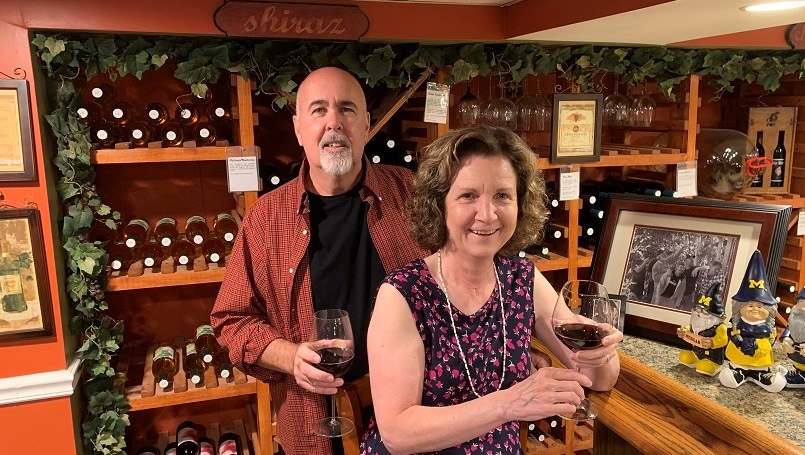 Larry and Diane Lees make their own wine at home