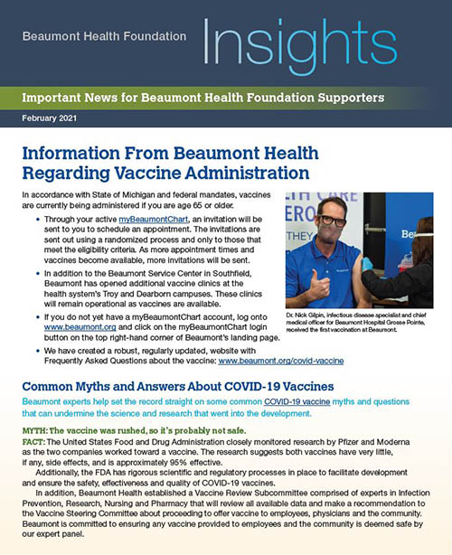 Beaumont Health Insights, February 2, 2021 Issue
