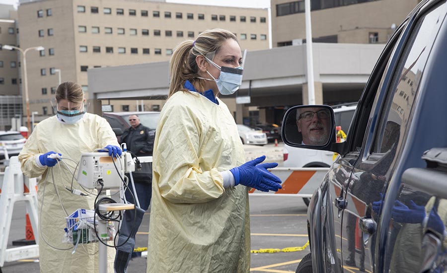 COVID-19 testing site at Beaumont hospital in Royal Oak, Michigan