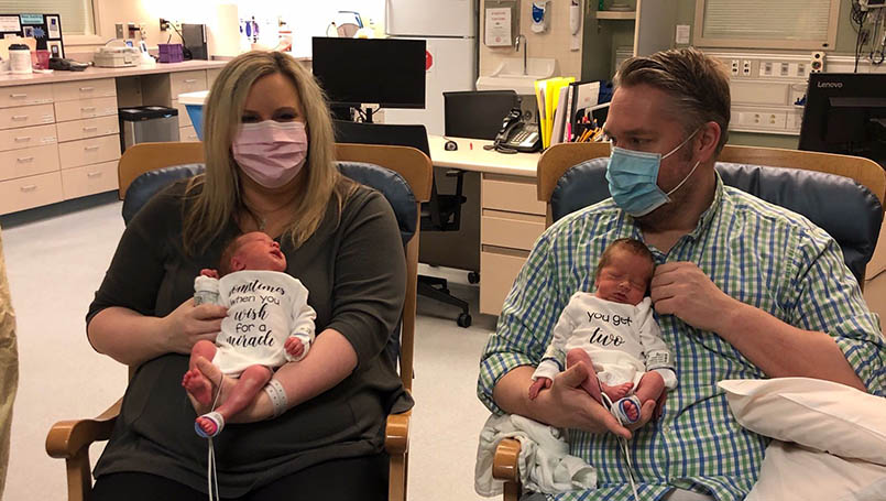 Beaumont’s Neonatal Intensive Care Unit rallies around the tiny, preemie twins and reunites family after quarantine