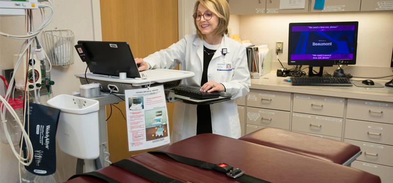 Dr. Marcovitz and a tilt table at Beaumont Hospital, Royal Oak