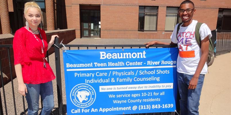 Tabi Edgerton and Ladell Watson at the Beaumont Teen Health Center, River Rouge this summer
