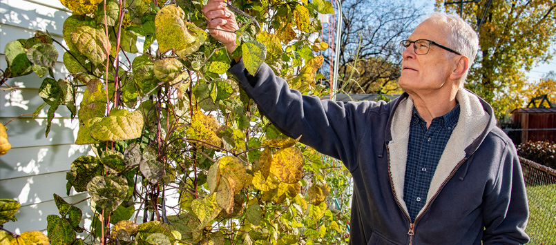 Jack Erickson in garden