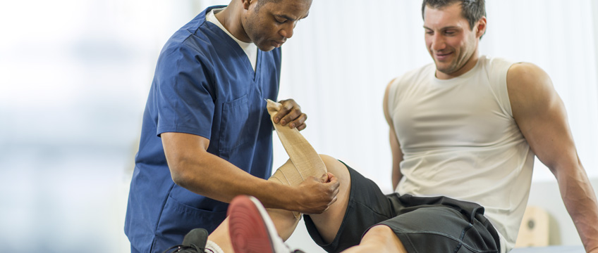 Patient has knee examined at the Beaumont Sports and Orthopedic Injury Clinic