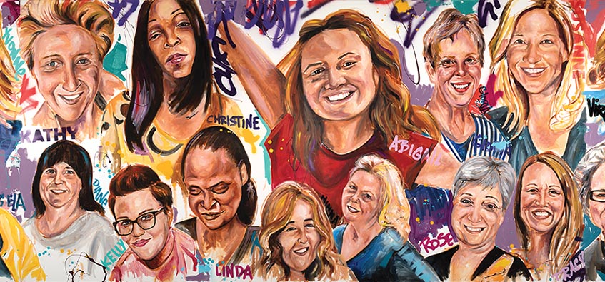 Outdoor mural with inspirational women